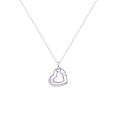 Asfour Crystal Chain Necklace With Heart Pendant In 925 Sterling Silver-ND0404